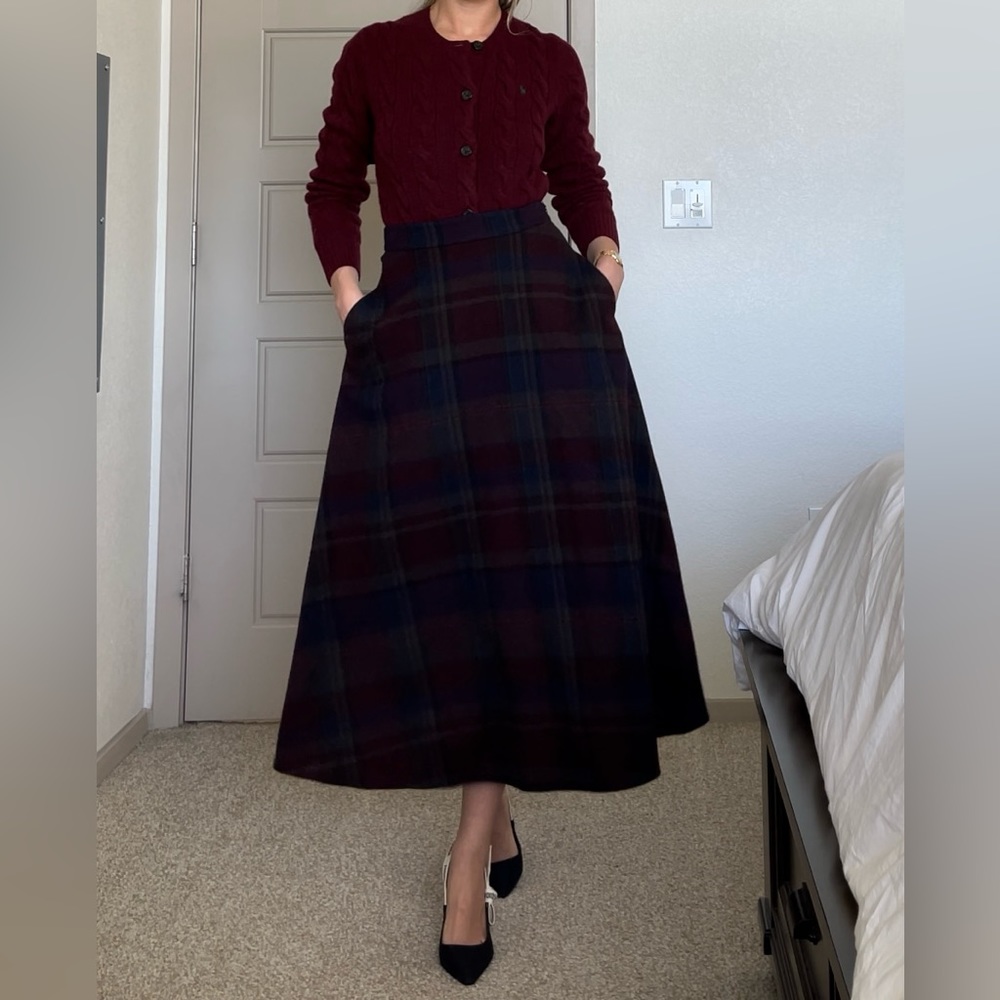 RALPH LAUREN PURPLE LABEL PLAID WOOL ERIKA CIRCLE SKIRT - Picture 17 of 17